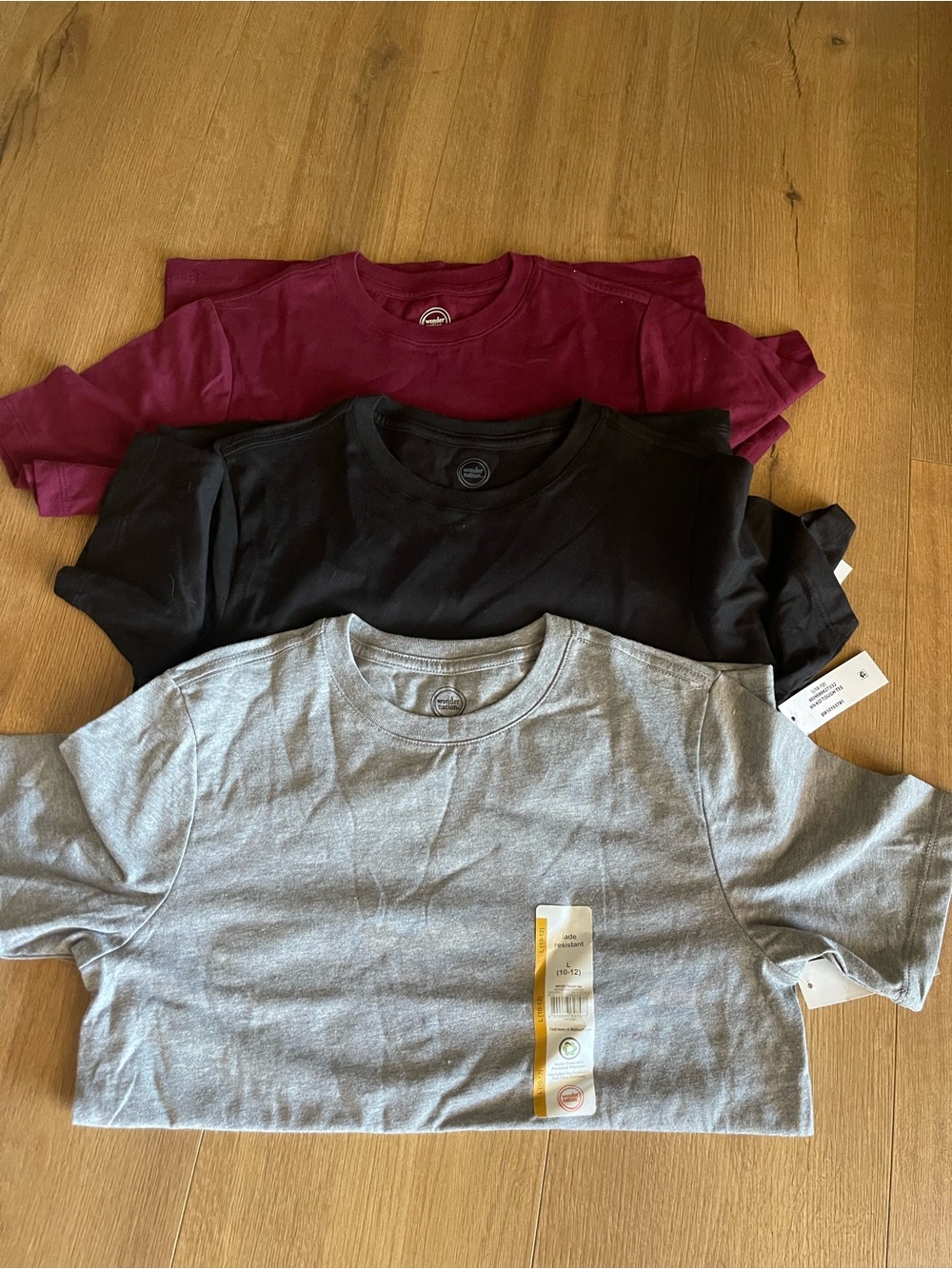wonder nation Kids Short Sleeve Tees - Maroon, Black, Gray